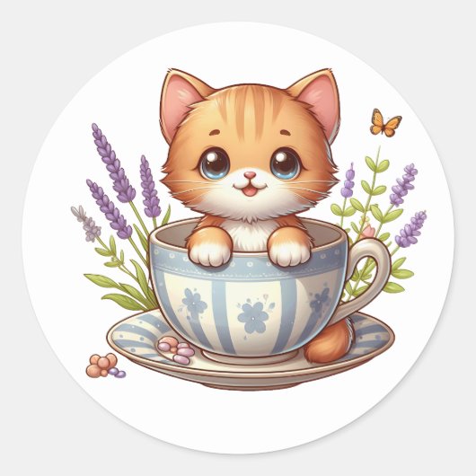 Kitten in Tea cup Stickers (Voorkant)