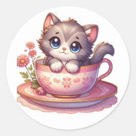 Kitten in Tea cup Stickers