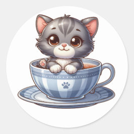 Kitten in Tea cup Stickers