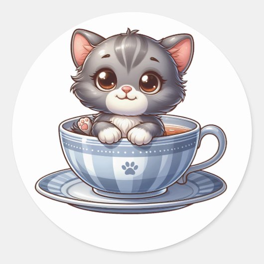 Kitten in Tea cup Stickers (Voorkant)