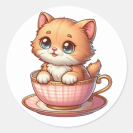 Kitten in Tea cup Stickers
