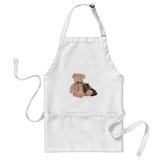 kitten in the arms of a teddy bear standaard schort (Voorkant)