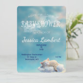 Kitten in the Clouds Baby shower Invitation Kaart (Staand voorkant)