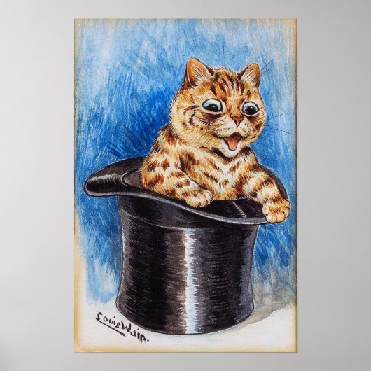 Kitten in Top Hat, Louis Wain Poster (Voorkant)