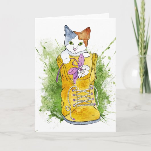 Kitten in wandelschoenen kaart (Voorkant)