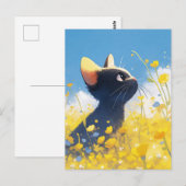 Kitten in zonnige gele boterbloemwei briefkaart (Voorkant / Achterkant)