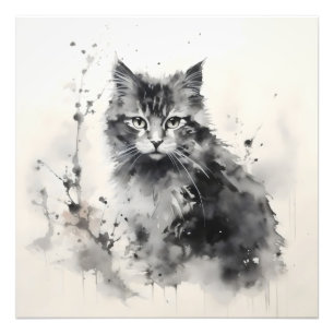 Kitten Ink Painting Foto Afdruk