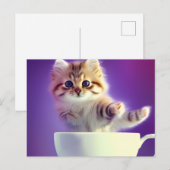 Kitten Jumping in een Teacup-Briefkaart Briefkaart (Voorkant / Achterkant)