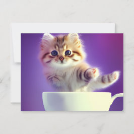 Kitten Jumping in een Teacup-Briefkaart Briefkaart