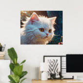 *~*  Kitten Kat 5:4  Wit Kitten Lang Haar Fluffy Poster (Thuiskantoor)