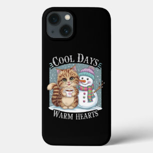 Kitten Kat en Sneeuwman Vrienden Deel Koffie Winte Case-Mate iPhone Case