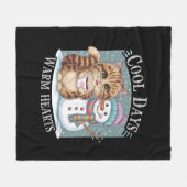 Kitten Kat en Sneeuwman Vrienden Deel Koffie Winte Fleece Deken (Voorkant (Horizontaal))