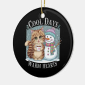 Kitten Kat en Sneeuwman Vrienden Deel Koffie Winte Keramisch Ornament (Links)