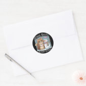 Kitten Kat en Sneeuwman Vrienden Deel Koffie Winte Ronde Sticker (Envelop)
