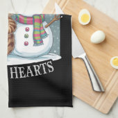 Kitten Kat en Sneeuwman Vrienden Deel Koffie Winte Theedoek (Quarter Fold)