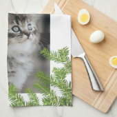 Kitten Kat Foto Pine Sneeuwvlok Keepsake Theedoek (Quarter Fold)