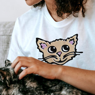 Kitten / kat gezicht schattig gelukkig grafisch t- t-shirt