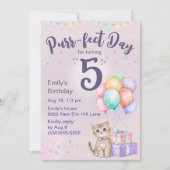 Kitten Kat Pastel Meisje 5e Verjaardag Kaart (Voorkant)