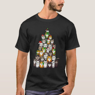 Kitten Katten Matching Familie Kerstboom Santa H T-shirt