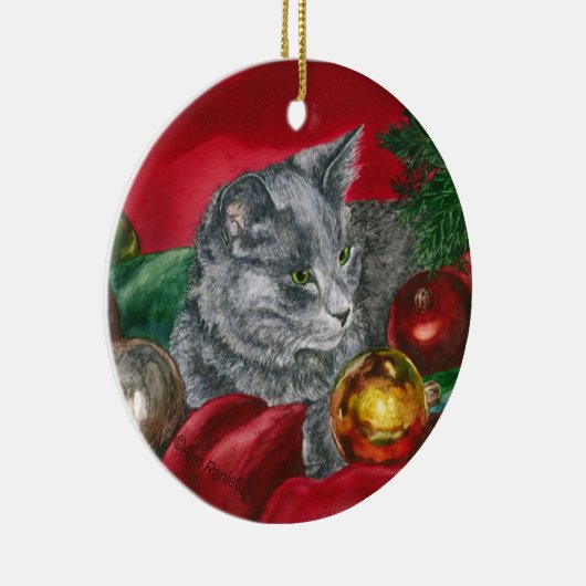 Kitten, Kattenversiering - "Thuis voor de Feestdag Keramisch Ornament (Rechts)