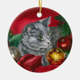 Kitten, Kattenversiering - "Thuis voor de Feestdag Keramisch Ornament