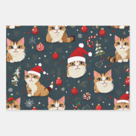Kitten kerst inpakpapier vellen
