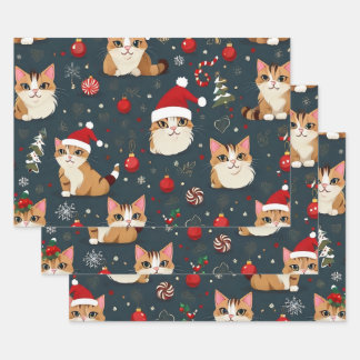 Kitten kerst inpakpapier vellen