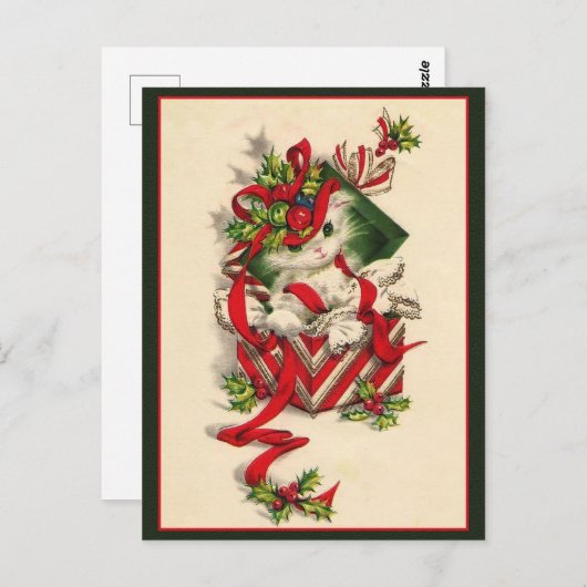 kitten kerst-kitten in Cadeaus doos Briefkaart (Voorkant / Achterkant)