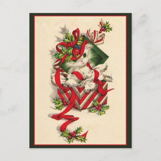 kitten kerst-kitten in Cadeaus doos Briefkaart (Voorkant)