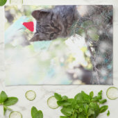 Kitten Kersttijd Theedoek 40,6 cm x 61 cm (Gevouwen)