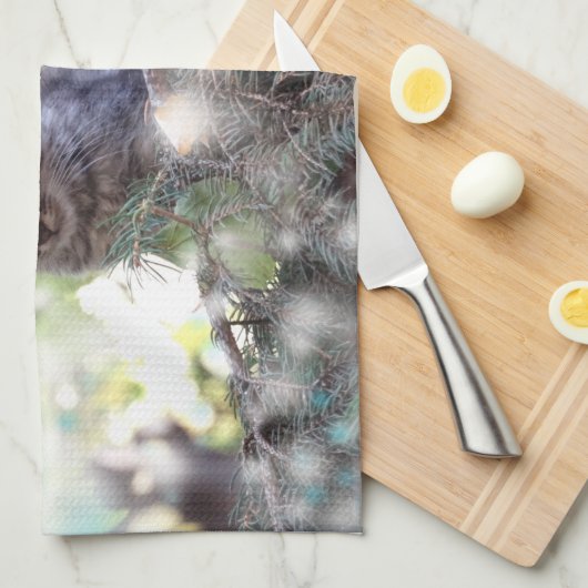 Kitten Kersttijd Theedoek 40,6 cm x 61 cm (Quarter Fold)