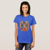 Kitten Kleurrijke Bloemenkrans T-shirt (Voorkant volledig)