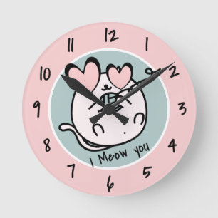 Kitten Klokken, Kinderkamer, Dier Meisje Kitty Cut Ronde Klok