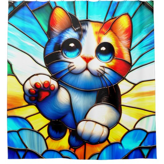 Kitten kunstwerk douchegordijn (Voorkant)
