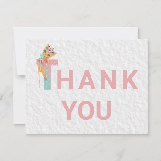 *~* Kitten Letter Pastel Baby shower Dank u Bedankkaart (Voorkant)
