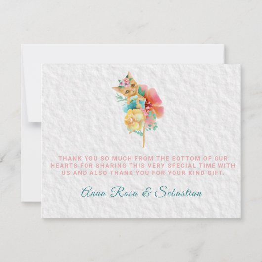 *~* Kitten Letter Pastel Baby shower Dank u Bedankkaart (Achterkant)