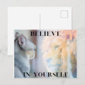 Kitten & Lion Mirror gelooft in jezelf Briefkaart (Voorkant / Achterkant)