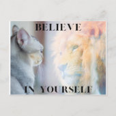 Kitten & Lion Mirror gelooft in jezelf Briefkaart (Voorkant)