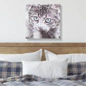 Kitten Love Cute Kitty Cat with Luminous Blue Eyes Canvas Afdruk (Insitu (Slaapkamer))