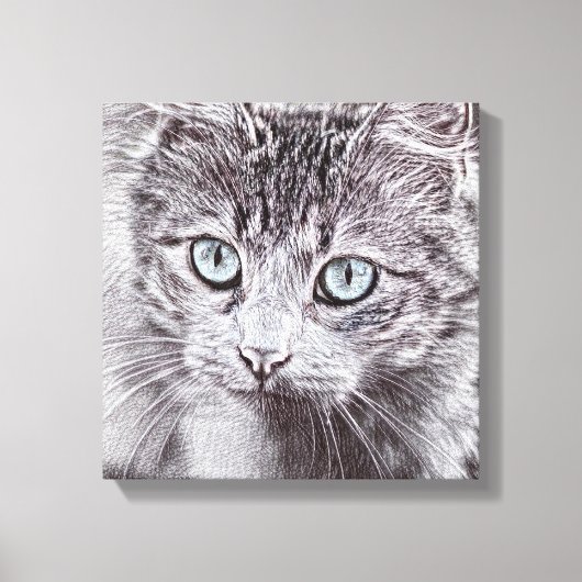Kitten Love Cute Kitty Cat with Luminous Blue Eyes Canvas Afdruk (Voorkant)