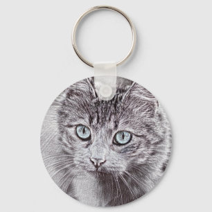 Kitten Love Cute Kitty Cat with Luminous Blue Eyes Sleutelhanger