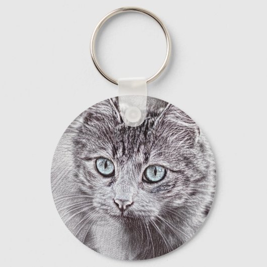 Kitten Love Cute Kitty Cat with Luminous Blue Eyes Sleutelhanger (Voorkant)