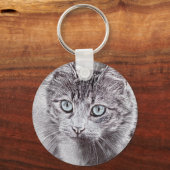 Kitten Love Cute Kitty Cat with Luminous Blue Eyes Sleutelhanger (Voorkant)