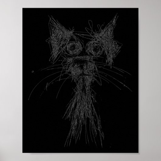 Kitten Lover Abstract Scribble Art Cute Cat Cat  Poster (Voorkant)