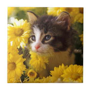 Kitten maakt de Gele Dagen schoon Tegeltje