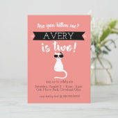 Kitten Me Uitnodiging Tweede Verjaardag (Staand voorkant)