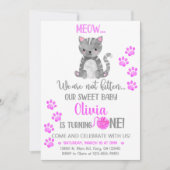 Kitten meisje verjaardagsuitnodiging. We zijn niet Kaart (Voorkant)