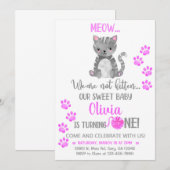 Kitten meisje verjaardagsuitnodiging. We zijn niet Kaart (Voorkant / Achterkant)