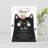 Kitten Meow Pink Crown Girl Kitty Cat Birthday Kaart (Staand voorkant)