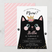 Kitten Meow Pink Crown Girl Kitty Cat Birthday Kaart (Voorkant / Achterkant)